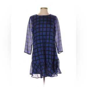 Madewell Blue and black paned silk minidress size extra small